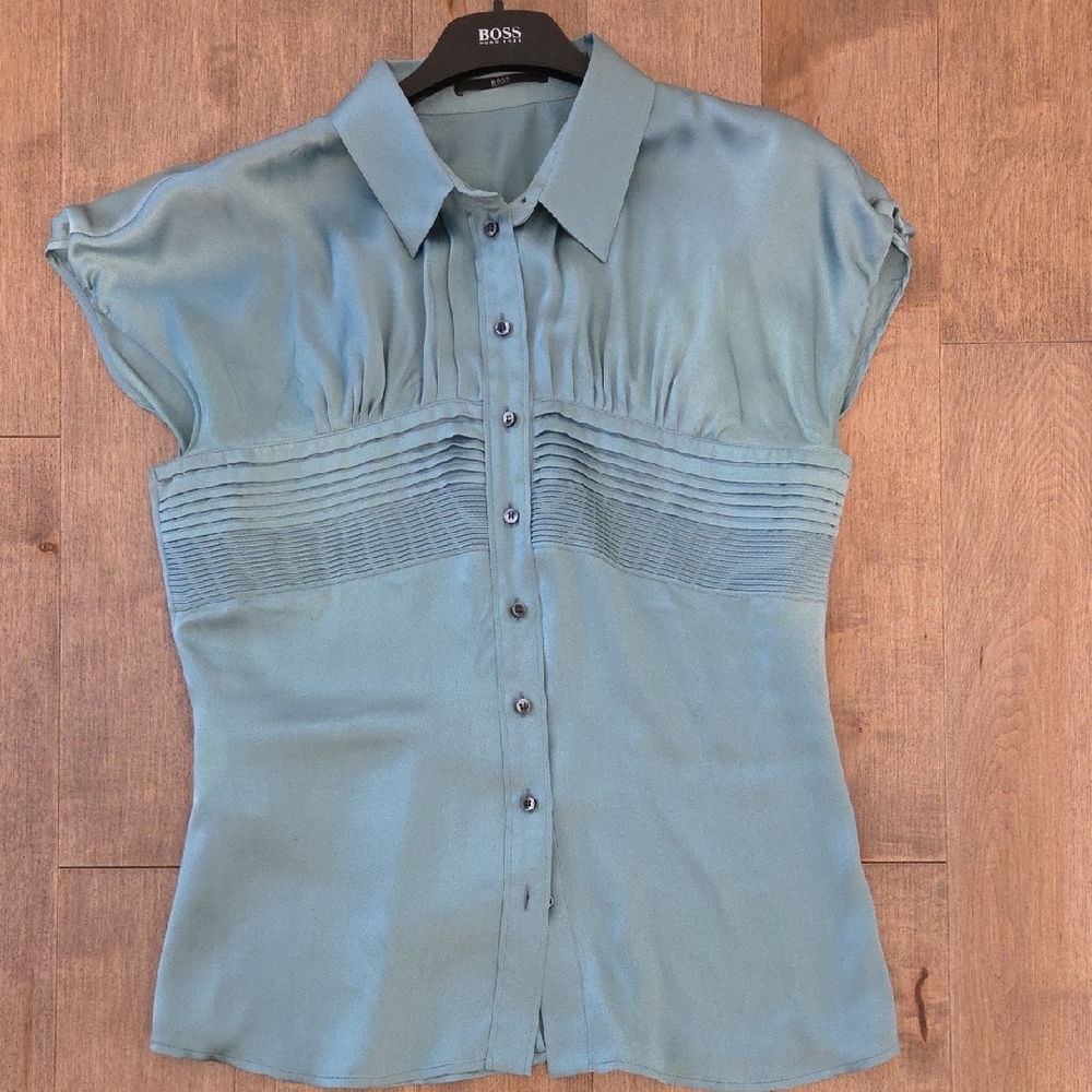 Boss Teal Button-Up Blouse